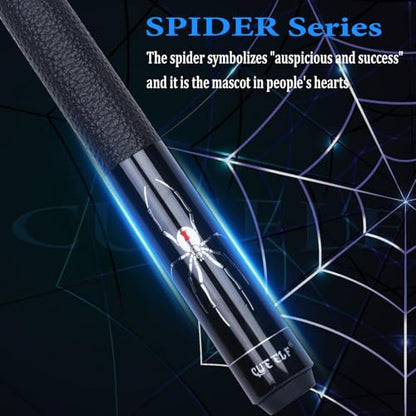 CUEELF Carbon Fiber Pool Cue Stick Leather Wrap Professional Low Deflection Billiard Cue Stick 12.5mm Carbon Fiber Technology Pool Cue - color: CA-SP-BLACK