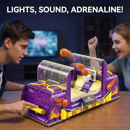 Basketball Arcade Pinball Machine Building Blocks Set for Adults, Motorized Tabletop Basketball Board Game with Lights & Music, STEM Toys Gift Ideas for Sport Lovers - style: Basketball Arcade Machine