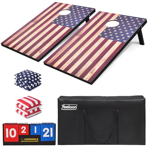 Cornhole Set, Regulation/Tailgate Size Cornhole Boards with 8 Bean Bags and Carrying Case, 4x2/3x2 Corn Hole Outdoor Game Toss Board for Adults Outside Activities