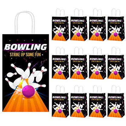 chiazllta 12 Pieces Bowling Party Gift Treat Bag Bowling Ball Candy Goodie Favor Bags with Handle for Bowling Theme Birthday Party Baby Shower Favors Supplies - style: Bowling Ball