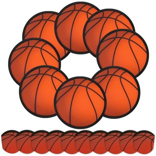 Mototo 30 PCS Foldable Flying Disc Fans 8 Inch Basketball Foldable Flying Disc Fans Bulk with Pouch Collapsible Pop up Hand Fan Goodie Bags Sports Party Favor for Kids Operation Christmas Child Items - color: Basketball