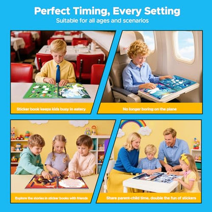 2PCS Paint by Number Sticker Book Travel Activities for Kids Ages 4-10, Road Trip and Airplane Toys for Long Car Rides, Birthday Present, Preschool Classroom Party Gifts - color: Fierce Animals,dinosaurs