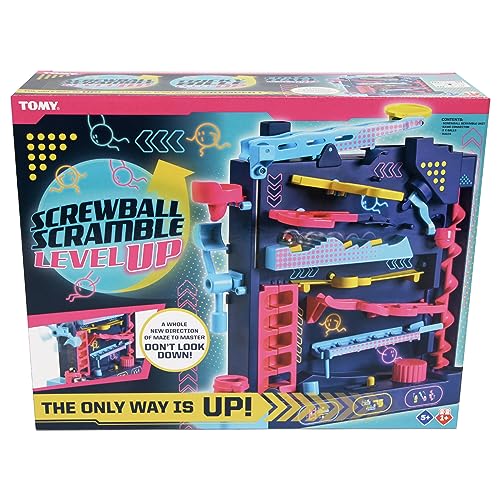TOMY Screwball Scramble Level Up Marble Maze - Vertical Beat-The-Clock Marble Run Game - Skill & Dexterity Challenge - 1–4 Players - Ages 5+ - style: Screwball Scramble Level Up
