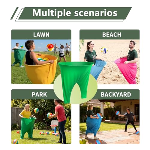 Granny Pants Yard Game with Balls, Giant Pants Catch Game, Outdoor Tossing Party Game for Family Reunion, Birthday, Backyard Fun for Adults & Teens - color: GREEN / YELLOW / BLUE / PINK