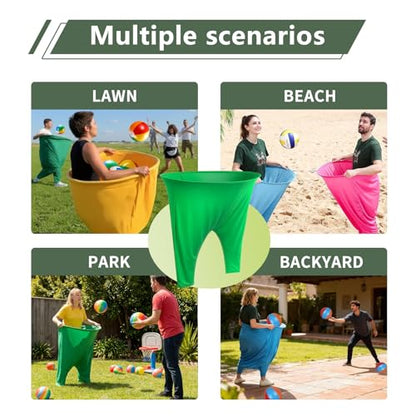 Granny Pants Yard Game with Balls, Giant Pants Catch Game, Outdoor Tossing Party Game for Family Reunion, Birthday, Backyard Fun for Adults & Teens - color: GREEN / YELLOW / BLUE / PINK