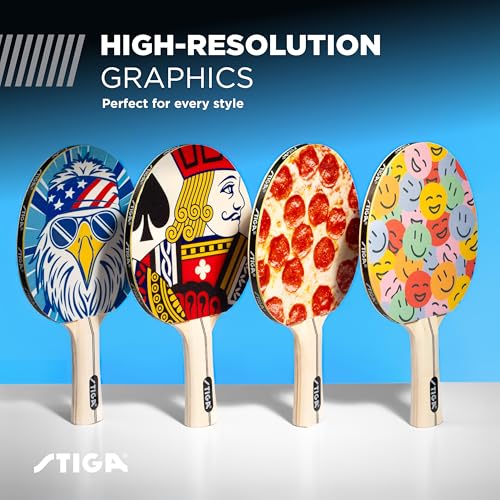 STIGA Pizza Table Tennis Paddle – Recreational Ping Pong Racket for Beginners, Kids & Family Fun, 5-Ply Wood Blade, Flared Handle