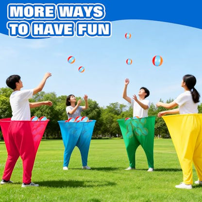 Granny Pants Yard Game Set, 4 PCS Funny Backyard Lawn Game with 16 Bouncy Balls & 2 Pumps, Outdoor Party Games for Adults, Family Reunion Carnival Game, Fun Yard Games for Groups