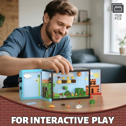 Vziimo Super Player Game Building Sets,Cool Building Blocks Kits for Adults, Openable and Closed 3D Anime Scene Model Creative Idea Gift for Teens 14+ (1528 Pieces) - style: Super Player Game