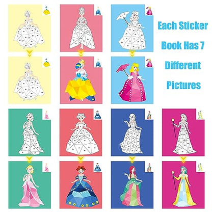 AEAHALY 2 Pack Paint by Sticker Kids Crafts for Kids Ages 4-8 Sticker by Number for Boys and Girls Birthday Gifts Party Favor, Travel Activity Book Set for Learning (Princess+Mermaid) - style: Style4-2PCS