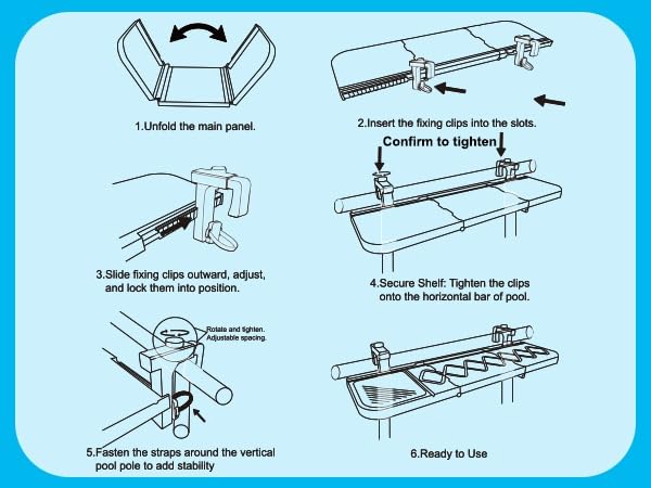 winemana Pool Bar for Above Ground Pool Swim Up Bar 38.4" x12" Adjustable Poolside Table Foldable Swimming Pool Shelf Fits Round Oval Rectangle Pools Clip-On Drink Table for Deck Patio, Grey - color: Grey