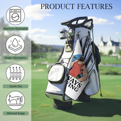 DYJYBMY Always Golfing Printed Golf Towel with Clip, Retro Golf Towel for Men, Retirement Gifts for Golfing Lover, Father's Day Birthday Appreciation Gifts for Grandpa Uncle Dad Husband Golfer - color: White03