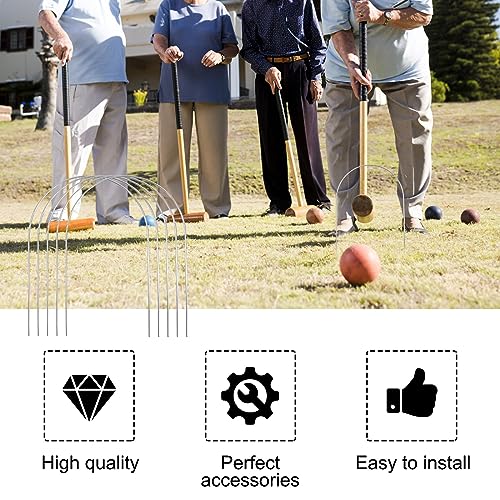 FMOACEN 10 PCS Croquet Wickets Replacement Croquet Metal Croquet Hoops Arched Wickets Rplacement Galvanized for Family Lawn Backyard Outdoor Game 9 * 7.8inch