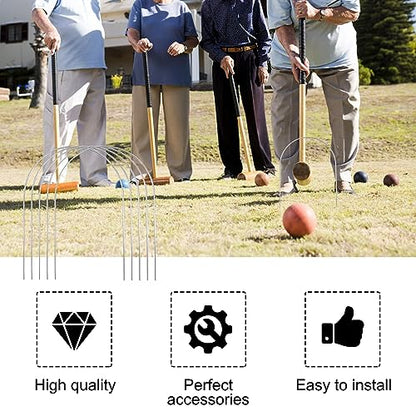 FMOACEN 10 PCS Croquet Wickets Replacement Croquet Metal Croquet Hoops Arched Wickets Rplacement Galvanized for Family Lawn Backyard Outdoor Game 9 * 7.8inch