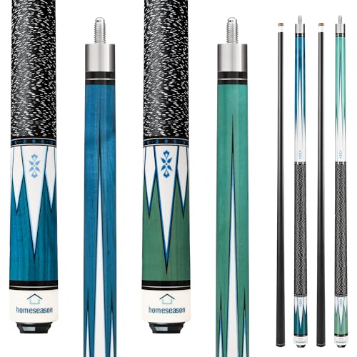 HomeSeason Pool Cue Stick 58" Billiard Cue Sticks Nylon Thread Grip Professional Low Deflection Pool Sticks - color: 2-Pack(18/21oz)