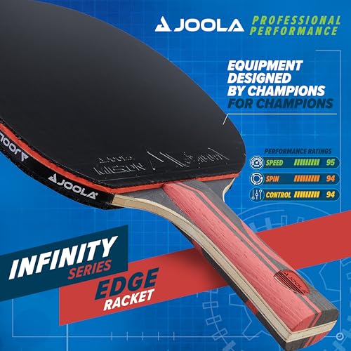 JOOLA Infinity Edge - Tournament Performance Carbon Technology - Black Rubber on Both Sides - Competition Ready - Table Tennis Racket for Advanced Training - Designed for Speed - color: Red
