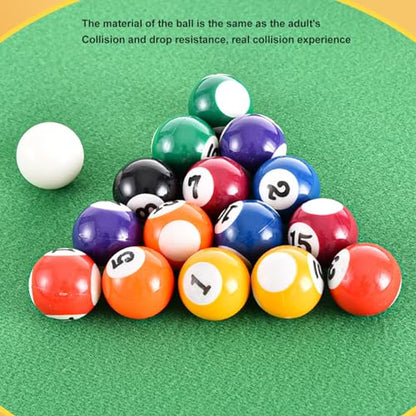 Billiards Game 51x31cm Portable Excellent Impact Resistance Large Space Pool Table 16 Billiard Balls 2 Sticks 1 Tripod Desktop Billiards for Parent Child Interaction Office