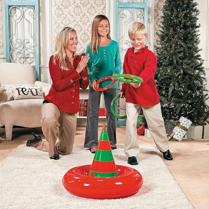 Fun Express - Inflatable Elf Hat Ring Toss for Christmas - Toys - Games - 5 Pieces | For Christmas, 5 Pieces