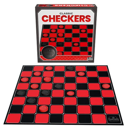 Classic Games - Checkers - 2 Player Strategy Game Includes Solid Interlocking Plastic Checkers by Goliath