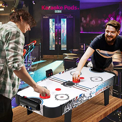GYMAX Air Hockey Table, 42” Table Top Air Hockey with 2 Pucks, 2 Pushers, LED Scoreboard, Mini Air Hockey Arcade Table Game Room, Dorm Room, Club, Family Recreation Game