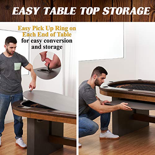Barrington Poker Multiple Styles Folding Poker Table & Poker Table Top/Dining Table Collection, Durable Padded Rail Tables with Felt Playing Surface, Perfect for Texas Holdem Games - style: 10 Player Urban Table (Dining Top)