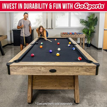 GoSports 7 and 8 ft Pool Tables with Wood Finish - Gray, Black, or Green Felt - Billiards Game Room Table for Adults & Family - Accessories Not Included - style: 8 ft Black