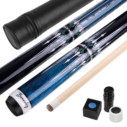 Pool Cue Kit - Stained Maple 58 Inch Pool Stick with Hard Case and Accessories for Billiards Enthusiasts - color: Blue, style: 19oz