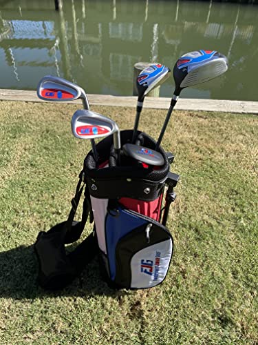 Fingerprints Junior Golf Club Set - Perfect for Junior Golfers - Left-Handed & Right-Handed Options - Complete Set in Multiple Sizes with Driver, Hybrid, 7i, PW, Putter & Stylish Stand Bag - size: Golf Club Set for 45"-52" tall