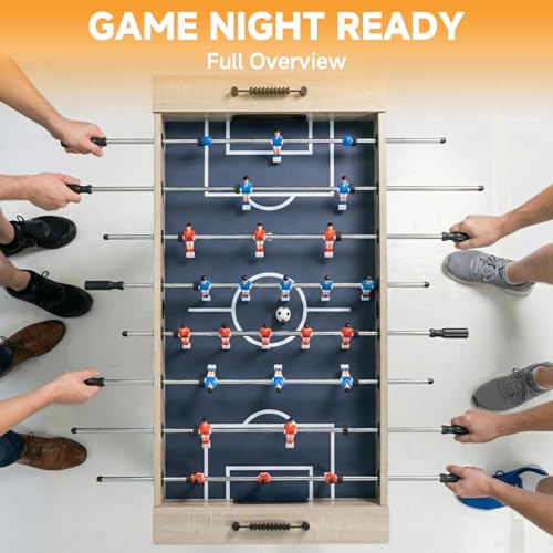 48-inch Foosball Table, Soccer Game Table for Adults, Competition Sized Soccer Table for Home, Office, or Game Room, Family Game Night with 2 Balls, Hard Laminated Surface
