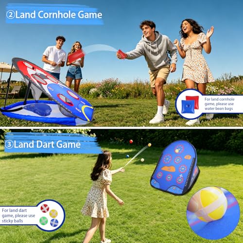 ROSE ME Pool Cornhole Game Floating, Double Sided Pool Games for Adults, 3x2ft Water and Land Dual-Purpose Corn Hole Boards Set,Easy Set Up, Portable Fun Toys for Poolside, Beach, Lake