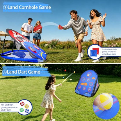 ROSE ME Pool Cornhole Game Floating, Double Sided Pool Games for Adults, 3x2ft Water and Land Dual-Purpose Corn Hole Boards Set,Easy Set Up, Portable Fun Toys for Poolside, Beach, Lake