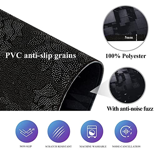 Office Chair Mat Gaming Chair Mat for Hardwood Floor Noise Cancelling Gaming Chair Mat Office Chair Octagon Carpeted Mat (Black-2)