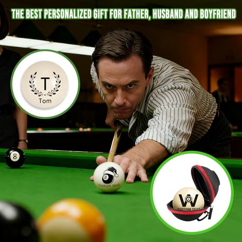 Custom 57mm Billiard Cue Ball with Pouch - Personalized Text/Logo Pool Cue Ball, Birthday Gifts for Dad, Husband, Billiards Player, Billiards Lover, Wedding Father's Day Valentine's Day Gifts - color: Text or Logo