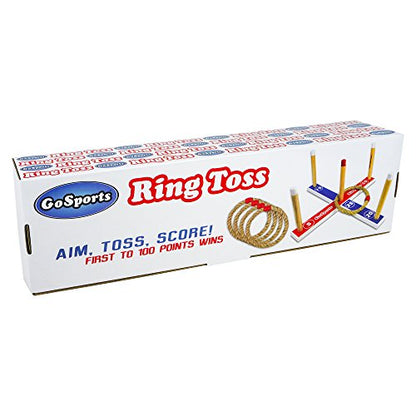 GoSports Premium Wooden Ring Toss Game with Carrying Case, Outdoor Fun for Kids and Adults