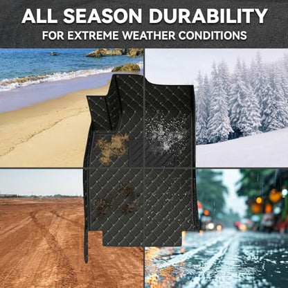 Car Floor Mats Fit for Dodge Dart 2013-2016 All Weather Durability Leather Car Floor Mats, Skidproof Pedal, Waterproof, Wear-reistant(Black Beige) - color: Black Beige