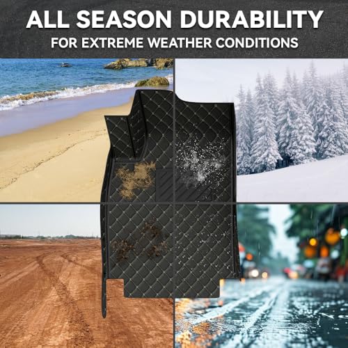 Car Floor Mats Fit for Dodge Dart 2013-2016 All Weather Durability Leather Car Floor Mats, Skidproof Pedal, Waterproof, Wear-reistant(Black Beige) - color: Black Beige