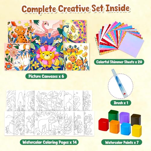 JoyCat Paint with Water Coloring Books, Art & Craft Activity, No Mess Art for Kids Ages 4-8, Craft Kits & Supplies, DIY Creative Activity, Gifts for Girls & Boys (Animals) - style: Animals