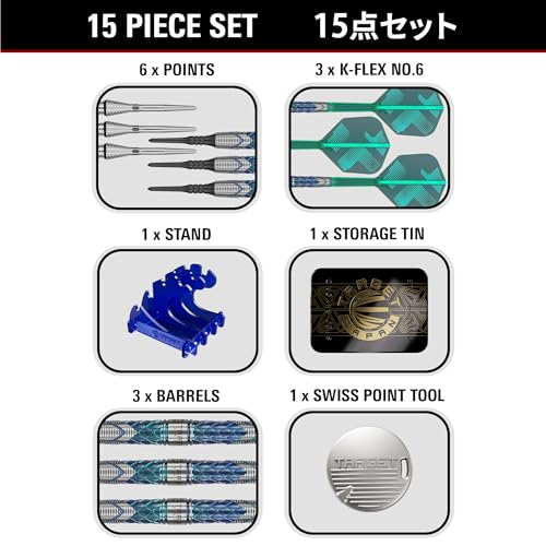Target Japan Kaze Series Ceros Soft Darts with K-Flex, 18g/19g (01/02/03) | 90% Tungsten Dart Set, K-Flex Flights and Shafts, 2BA Pixel Points, Steelpoint Conversion Points, Storage Case - style: Barrel 02 (18G)