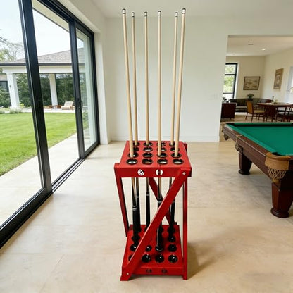 Golf Club Rack & Pool Cue Rack, 16-Hole Heavy Duty Metal Organizer Stand, Multi-Purpose Billiard Cue Holder & Storage Display for Home Garage, Clubhouse, Man Cave