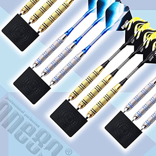 ONE80 Professional Steel Tip Darts Set in 12 Pack with Extra Flights and Shafts - style: Steel Barrel