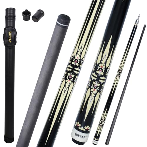 CUEELF Carbon Fiber Pool Cue 2 Pieces Cue Stick with 12.5mm Tip Professional Low Deflection Billiard Pool Sticks with 3/8 * 8 Pin Joint - color: bee