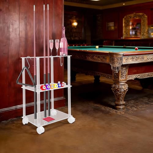 Pool Stick Holder Floor Stand, 10-Hole Acrylic Pool Cue Rack