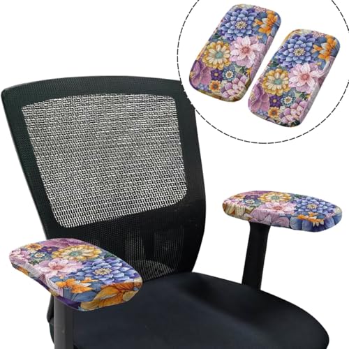 Boho Floral Desk Chair Cover Elastic 4-Piece Set Stretchy Pet Friendly Soft Computer Chair Cover for Home Office and Game Room Chairs - color: Boho Floral