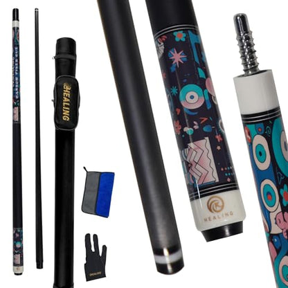 58" 19-20oz 2-Piece Carbon Pool Cue Stick 11.8mm Tip Billiard Carbon Fiber Clue, Billiard Supplies 1/2 Joint Handmade Straight Fit Ball/Black Eight, Nine Balls 19-20oz (Play Cue) - color: Black-3