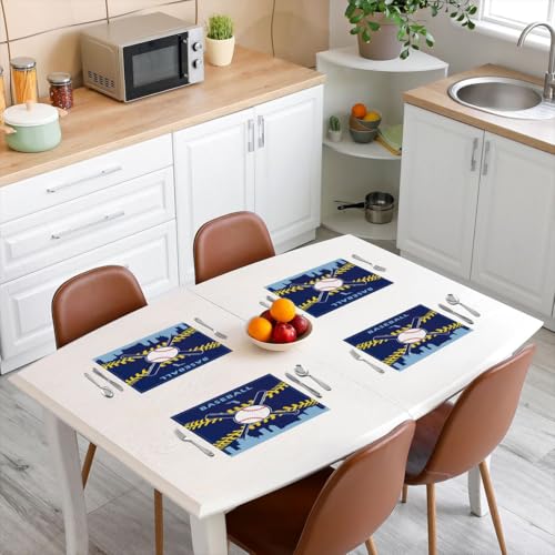 Erosebridal Baseball Placemats Set of 4 for Boys,Kids Softball Place Mats 12x18 inch,Red Black Baseball Player Table Mats,Sports Game Table Place Mats for Kitchen Table - color: Tampa Bay