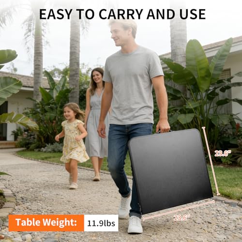 4FT x 2FT Folding Camping Table Adjustable Height with Umbrella Hole, Aluminum Alloy Legs Foldable Portable Outdoor Table for Picnic, Travel, Parties, Kids Craft, Market Vendor Use - size: 4 ft × 2 ft × 2.3 ft H, with Umbrella Hole