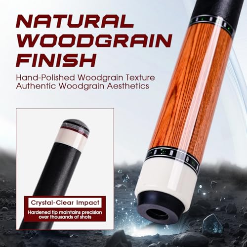 HMQQ Carbon Fiber Pool Cue Stick 58” 2-Piece, Low Deflection Billiard Cue, 11.5mm Pro Shaft, Adjustable Weight, Professional Pool Stick with Case, 19oz, 3/8x10 Joint, for Men Women Players - color: Oak