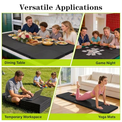 Pool Table Insert Mat 8ft for Pool Table Protection Billiard Table to Dining Table Foldable & Removable Hard Top Foam Mat with Zipper, Black