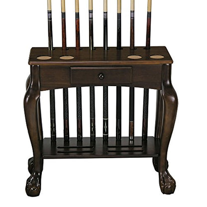 Billiard Cue and Ball rack with Drawer - color: Chestnut