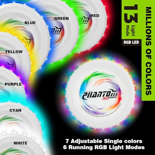 Flying Disc with Million Colors, 13 Lighting Modes 35 Bright Waterproof Flying Ring, Camping for Kids Teens Adults Boys Girls, Perfect for Ages 6+, Gift for Kids