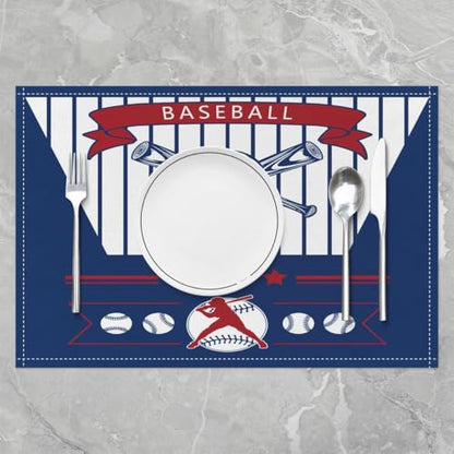 Erosebridal Baseball Place Mats Set of 4,Baseball City Table Mats Texas Placemats, Sports Player Game Place Mat, Oil Proof Washable - color: Blue Red, Texas